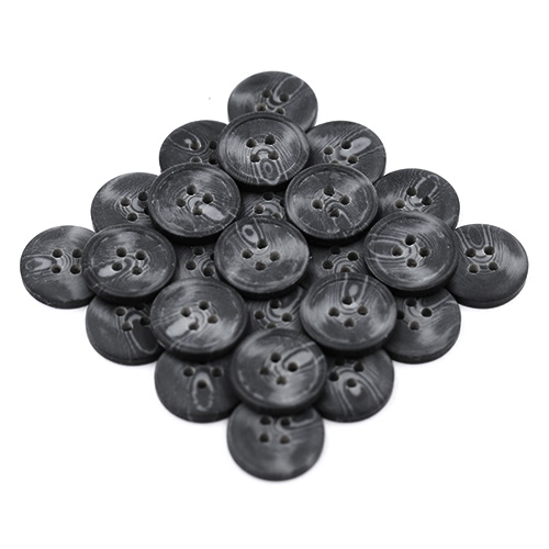 16534 Sullivans 18mm Round Plastic Button With Four Holes - Two Tone Light Black -  Bag Of 100