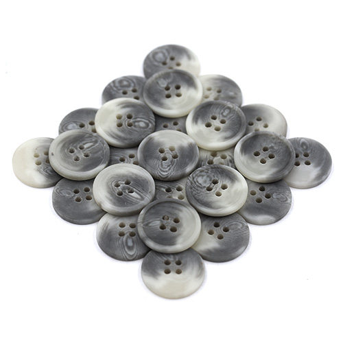 16545 Sullivans 20mm Round Plastic Button With Four Holes - Two Tone Dark Grey -  Bag Of 100