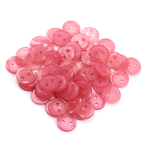 16552 Sullivans 11mm Round Plastic Button With Two Holes - Mid Pink - 60 In A Tube