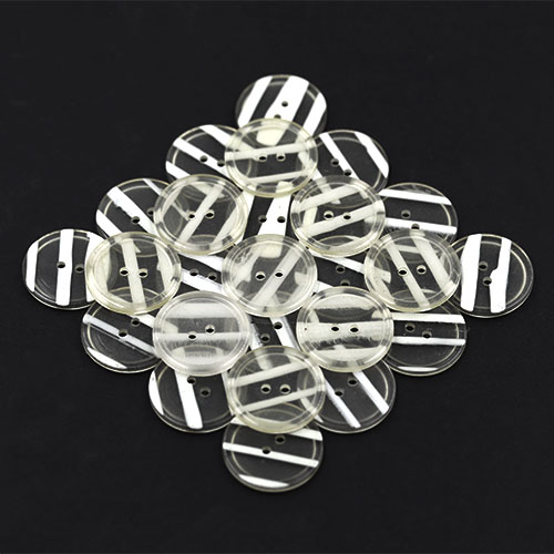 16589 Sullivans 23mm Round Plastic Button - Clear Striped - 43 In A Tube