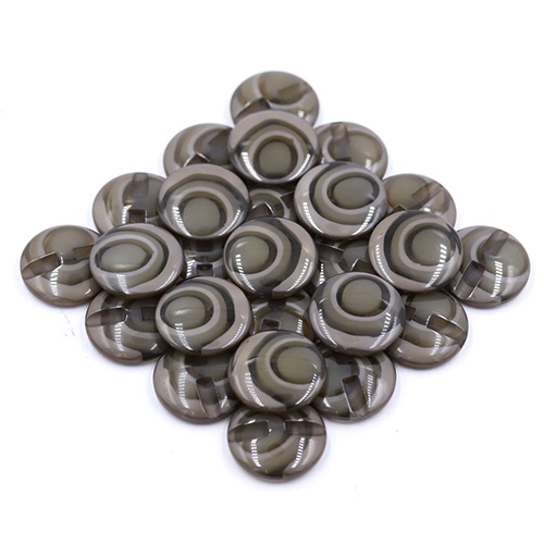 16646 Sullivans 25mm Round Plastic Button - Grey Ringed - 13 In A Tube
