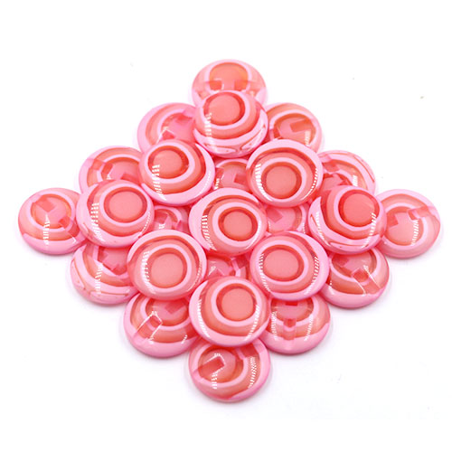 16647 Sullivans 25mm Round Plastic Button - Pink Ringed - 13 In A Tube