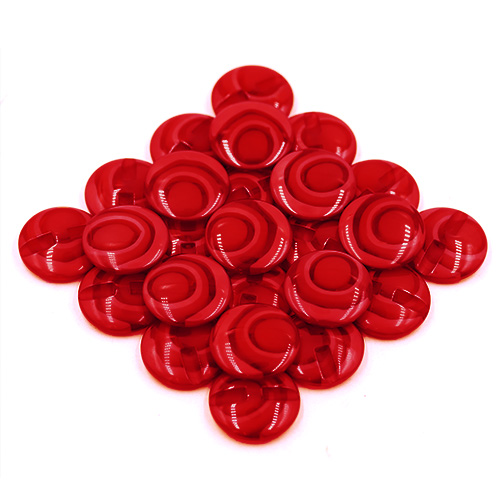 16653 Sullivans 25mm Round Plastic Button - Red Ringed - Bag Of 100