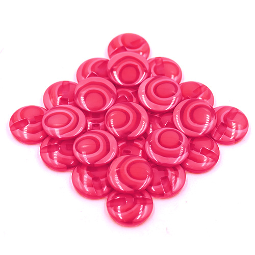 16657 Sullivans 25mm Round Plastic Button - Hot Pink Ringed - Bag Of 100