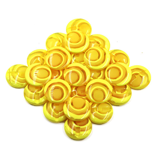 16658 Sullivans 25mm Round Plastic Button - Yellow Ringed - Bag Of 100