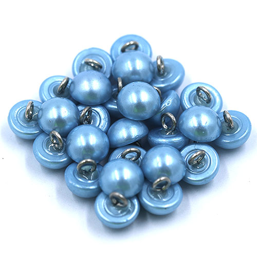 16663 Sullivans 8mm Pearl Plastic Button With Shank - Sky - 44 In A Tube