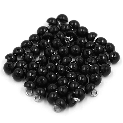 16686 Sullivans 10mm Pearl Plastic Button With Shank - Black - Bag Of 100