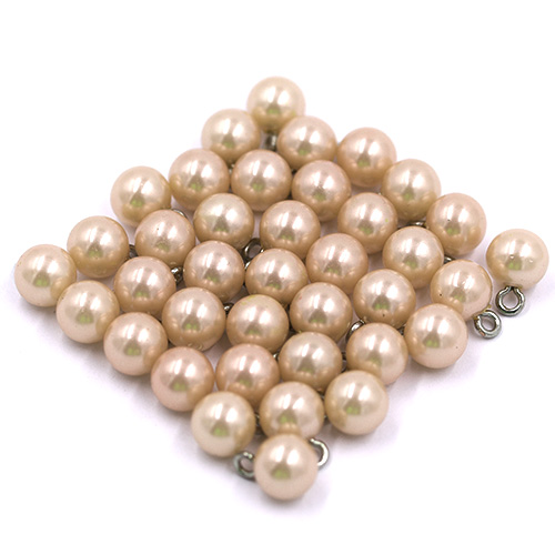16703 Sullivans 8mm Pearl Plastic Button With Metal Shank - Cream - 37 In A Tube
