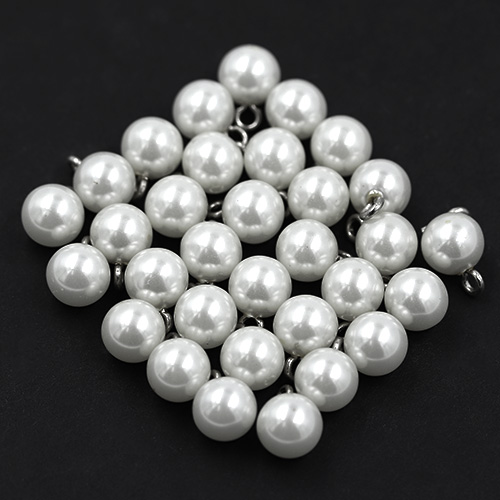 16704 Sullivans 8mm Pearl Plastic Button With Metal Shank - White - Bag Of 100