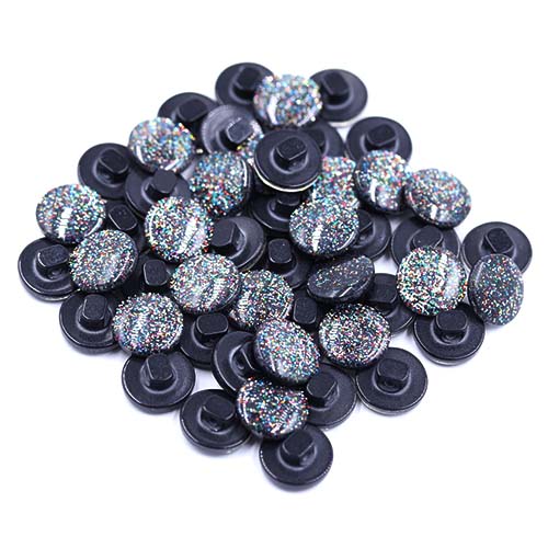 16853 Sullivans 12mm Round Plastic Shank Button - Navy With Multi-coloured Sparkles - 110 In A Tube