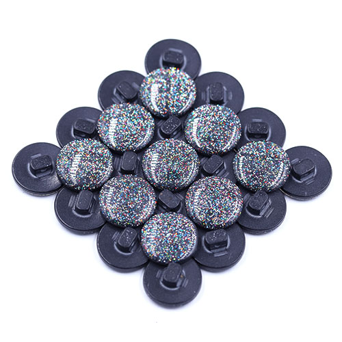 16859 Sullivans 15mm Round Plastic Shank Button - Navy With Multi-coloured Sparkles - Bag Of 100