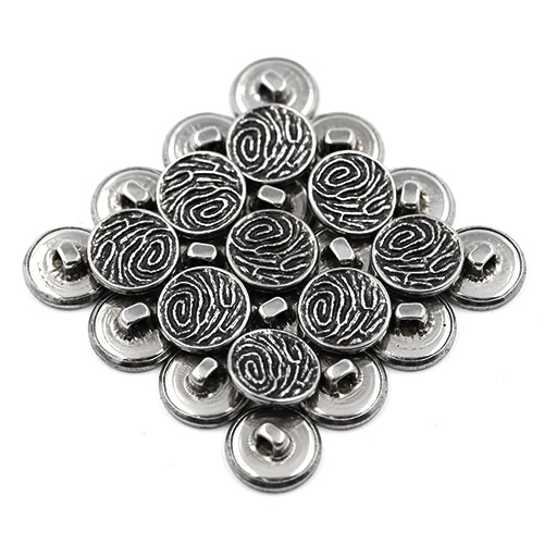 16884 Sullivans 19mm Round Metal Button With Veined Pattern - Silver - 23 In A Tube