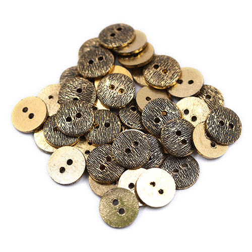 16895 Sullivans 13mm Round Metal Button With Scratched Pattern - Antique Gold - 40 In A Tube
