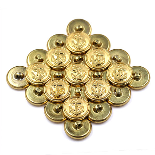16945 Sullivans 19mm Round Metal Button With Anchor - Gold - 20 In A Tube