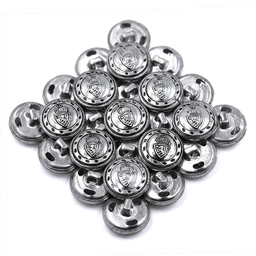 16949 Sullivans 19mm Round Metal Button With Crest - Silver - 19 In A Tube