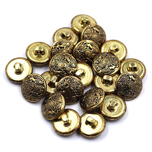 16972 Sullivans 15mm Round Metal Button With Crest - Old Gold - 23 In A Tube