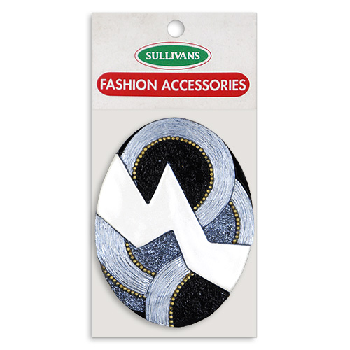 17034 Sullivans 95mm Oval Buckle - Blue Swirls With White Lightning Bolt