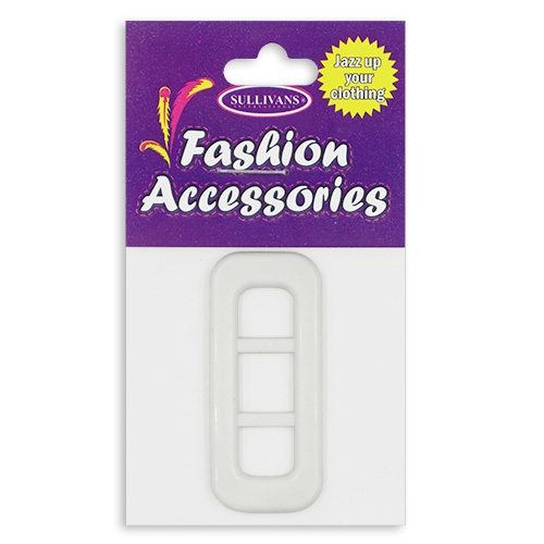 17130 Sullivans 9mm Plastic 2 Slide Bar Buckle - White