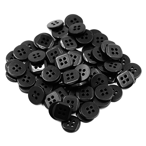 17279 Sullivans 12mm Round Plastic Button With Square Detail - Black - 75 In A Tube