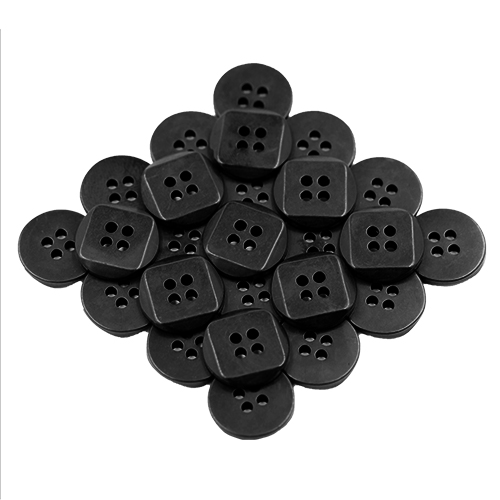 17280 Sullivans 15mm Round Plastic Button With Square Detail - Black - 50 In A Tube