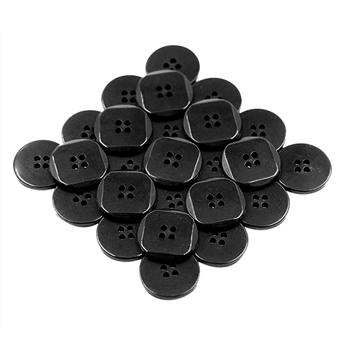 17281 Sullivans 20mm Round Plastic Button With Square Detail - Black - 27 In A Tube