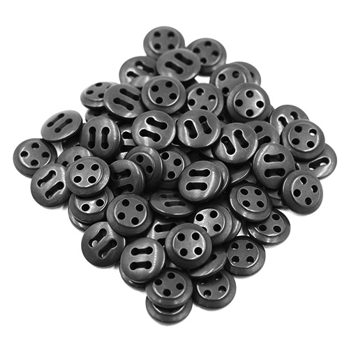 17282 Sullivans 12mm Round Plastic Button With Four Holes - Black - 72 In A Tube