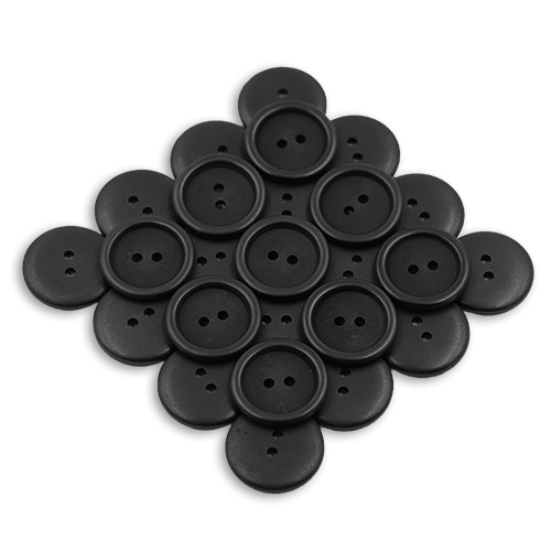 17289 Sullivans 21mm Round Plastic Button With Two Holes - Black - 27 In A Tube