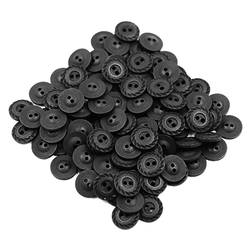 17290 Sullivans 12mm Round Plastic Button With Detailed Border - Black - 114 In A Tube