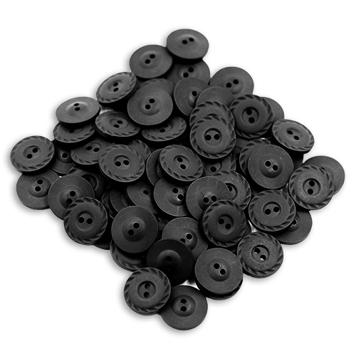 17291 Sullivans 15mm Round Plastic Button With Detailed Border - Black - 68 In A Tube