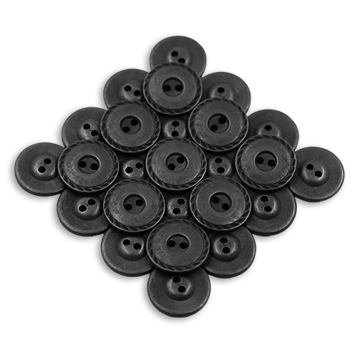 17292 Sullivans 20mm Round Plastic Button With Detailed Border - Black - 31 In A Tube