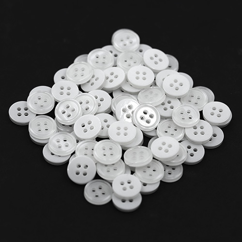 17311 Sullivans 12mm Round Plastic Button With Four Holes - Frosted White - 84 In A Tube