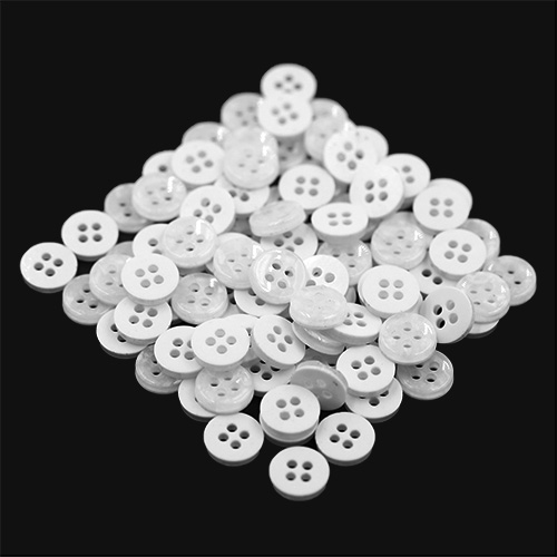 17315 Sullivans 10mm Round Plastic Button With Four Holes - Frosted White - 93 In A Tube