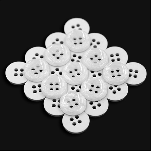 17317 Sullivans 15mm Round Plastic Button With Four Holes - Frosted White - 62 In A Tube