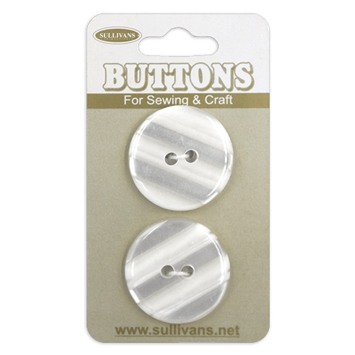 17364 Sullivans Buttons Card - 26mm With Stripes - Frosted White - 2pcs