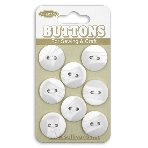 17365 Sullivans Buttons Card - 16mm With Two Holes - Frosted White - 6pcs