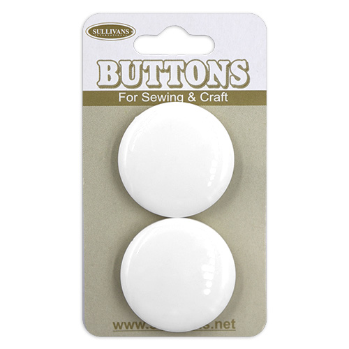 17396 Sullivans Buttons Card - 27mm Flat - White - 2pcs