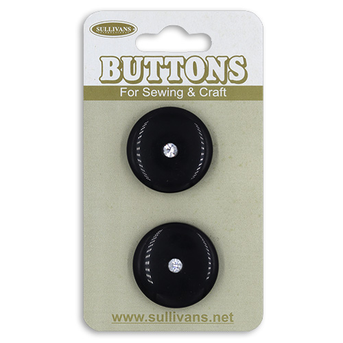 17438 Sullivans Buttons Card - 21mm With Bling - Black - 2pcs