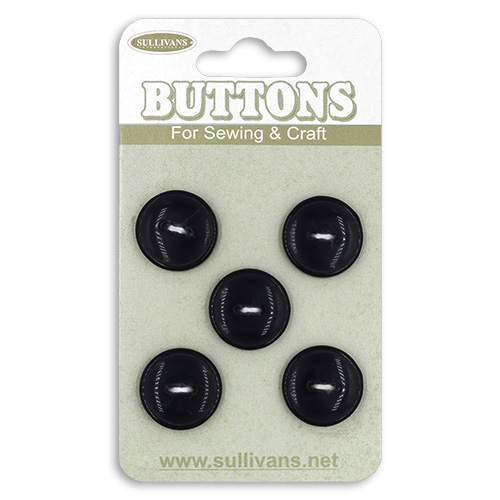 17461 Sullivans Buttons Card - 13mm With Two Holes - Black - 5pcs