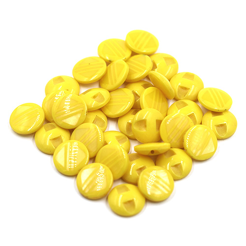 17561 Sullivans 12mm Round Plastic Button With 3 Stripes - Yellow - 35 In A Tube