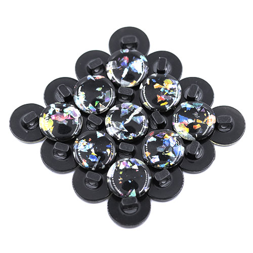 17624 Sullivans 14mm Round Plastic Button With Shiny Flecks - Black - 29 In A Tube