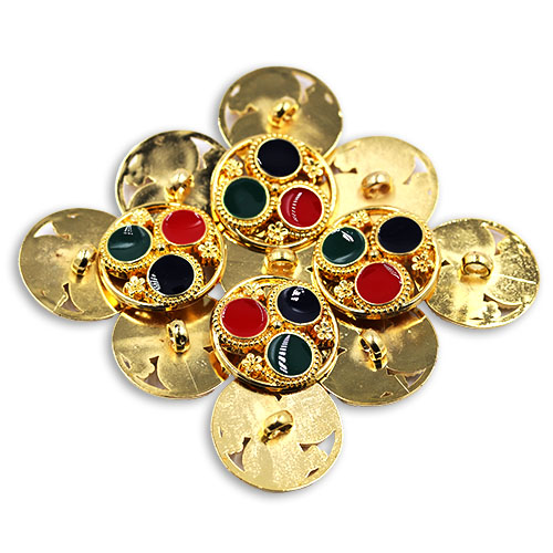 17828 Sullivans 32mm Round Plastic Button With 3 Coloured Centres - Gold - 19 In A Tube 