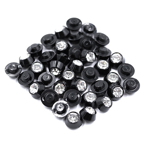 17874 Sullivans 10mm Round Plastic Button Encasing A Diamonte - Black - 20 In A Tube