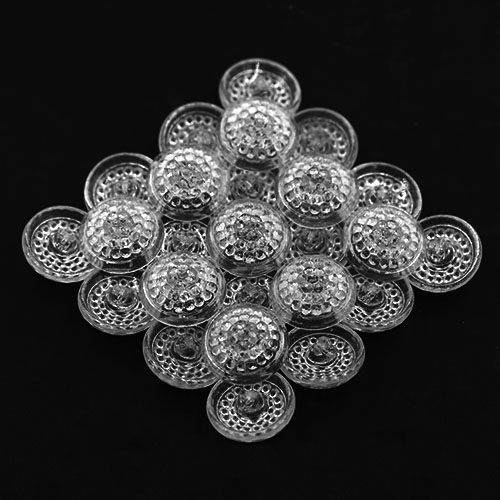 18048 Sullivans 22mm Indented Domed Round Glass Button - Clear - 18 In A Tube