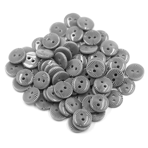 18212 Sullivans 11mm Round Plastic Buttons With Patterned Stripes - Grey - 68 In A Tube