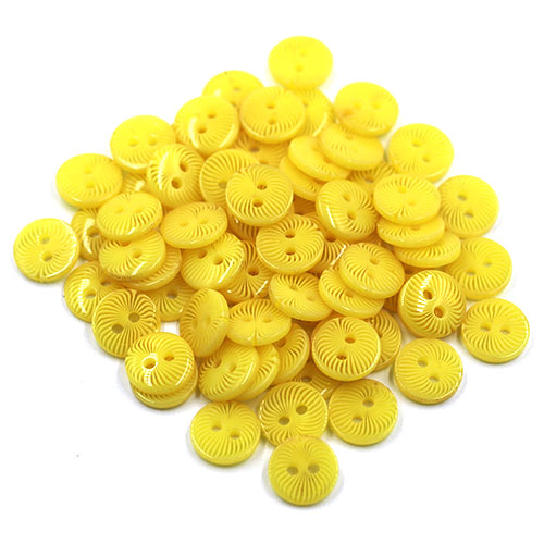 18215 Sullivans 11mm Round Plastic Buttons With Patterned Stripes - Yellow - 68 In A Tube