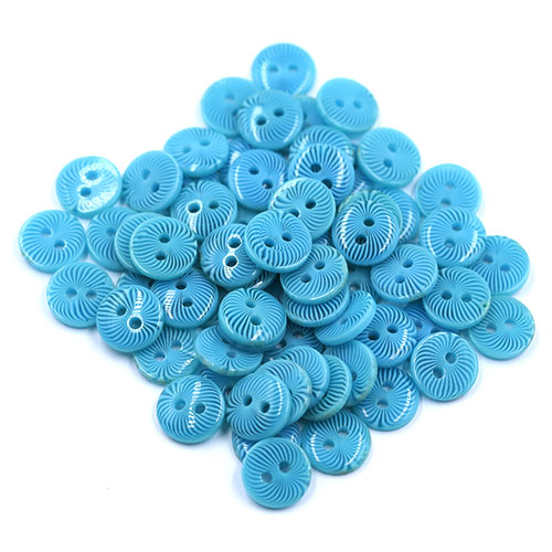 18218 Sullivans 11mm Round Plastic Buttons With Patterned Stripes - Turquoise - 68 In A Tube