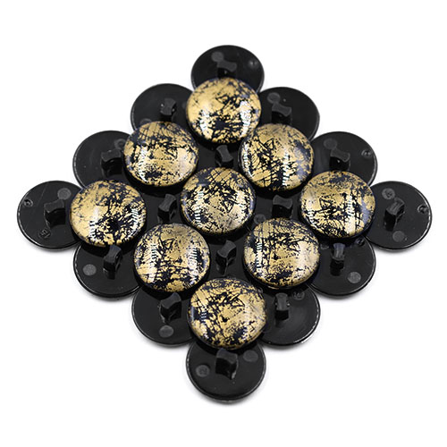 18251 Sullivans 18mm Round Plastic Button With Graffitti Pattern - Gold/black - 17 In A Tube