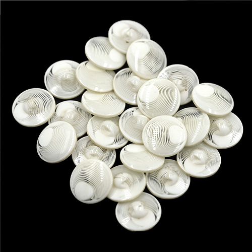 18277 Sullivans 15mm Round Plastic Button With Shank - Clear White With White Offcentre Pattern - 25 In A 