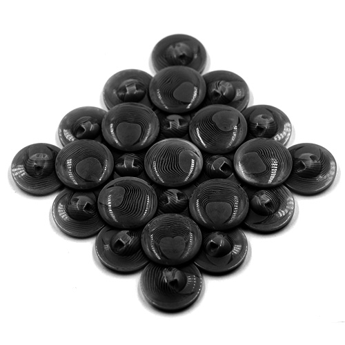 18280 Sullivans 15mm Round Plastic Button With Shank - Clear Black With Black Offcentre Pattern - 25 In A 