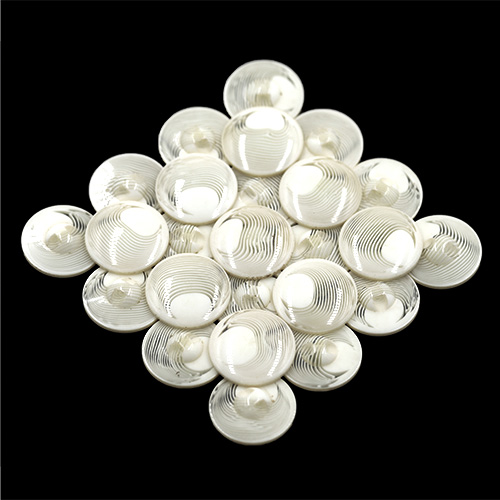18281 Sullivans 20mm Round Plastic Button With Shank - Clear White With White Offcentre Pattern - 18 In A 